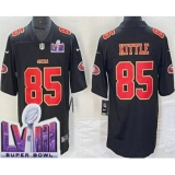 Men's San Francisco 49ers #85 George Kittle Limited Black Fashion LVIII Super Bowl Vapor Jersey