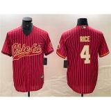 Men's Kansas City Chiefs #4 Rashee Rice Red Cool Base Stitched Baseball Jersey