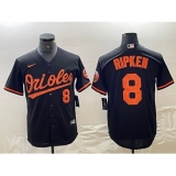 Men's Baltimore Orioles #8 Cal Ripken Jr Number Black Cool Base Stitched Jersey
