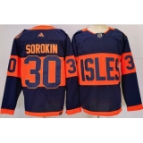 Men's New York Islanders #30 Ilya Sorokin Navy 2024 With Stadium Series Stitched Jersey