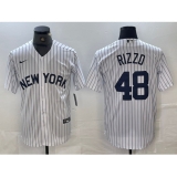 Men's New York Yankees #48 Anthony Rizzo White 2024 Cool Base Stitched Jerseys
