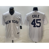 Men's New York Yankees #45 Gerrit Cole White 2024 Cool Base Stitched Jerseys