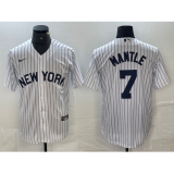 Men's New York Yankees #7 Mickey Mantle White 2024 Cool Base Stitched Jerseys