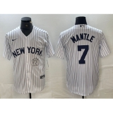 Men's New York Yankees #7 Mickey Mantle White 2024 Cool Base Stitched Jersey