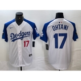 Men's Los Angeles Dodgers #17 Shohei Ohtani Number White Blue Fashion Stitched Cool Base Limited Jerseys