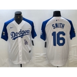 Men's Los Angeles Dodgers #16 Will Smith White Blue Fashion Stitched Cool Base Limited Jerseys