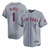 Men's New York Mets #1 Jeff McNeil 2024 Gray Away Limited Stitched Baseball Jersey