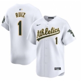 Men's Oakland Athletics #1 Esteury Ruiz White Home Limited Stitched Jersey