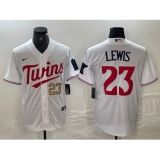 Men's Minnesota Twins #23 Royce Lewis Number White Stitched MLB Cool Base Nike Jerseys