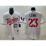Men's Minnesota Twins #23 Royce Lewis Number White Stitched MLB Cool Base Nike Jersey