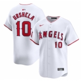 Men's Los Angeles Angels #10 Gio Urshela White Home Limited Stitched Baseball Jersey