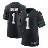 Men's Nike New York Jets #1 Ahmad Sauce Gardner Black 2023 F.U.S.E. Vapor Limited Throwback Stitched Football Jersey
