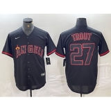 Men's Los Angeles Angels #27 Mike Trout Lights Out Black Fashion Cool base Nike Jersey