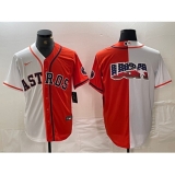 Men's Houston Astros Blank Orange White Split Stitched Baseball Jersey