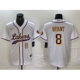 Men's Los Angeles Lakers #8 Kobe Bryant White Cool Base Stitched Baseball Jerseys