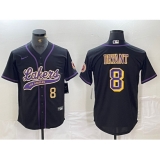 Men's Los Angeles Lakers #8 Kobe Bryant Black Cool Base Stitched Baseball Jerseys
