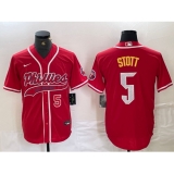 Men's Philadelphia Phillies #5 Bryson Stott Number Red Cool Base Stitched Baseball Jerseys