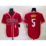 Men's Philadelphia Phillies #5 Bryson Stott Number Red Cool Base Stitched Baseball Jersey