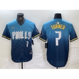 Men's Philadelphia Phillies #7 Trea Turner Number Blue 2024 City Connect Limited Stitched Jersey